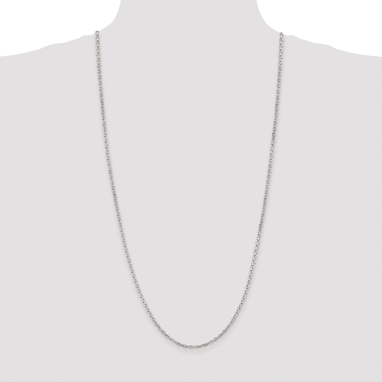 Sterling Silver Rhodium-plated 2.75mm Beveled Oval Cable Chain