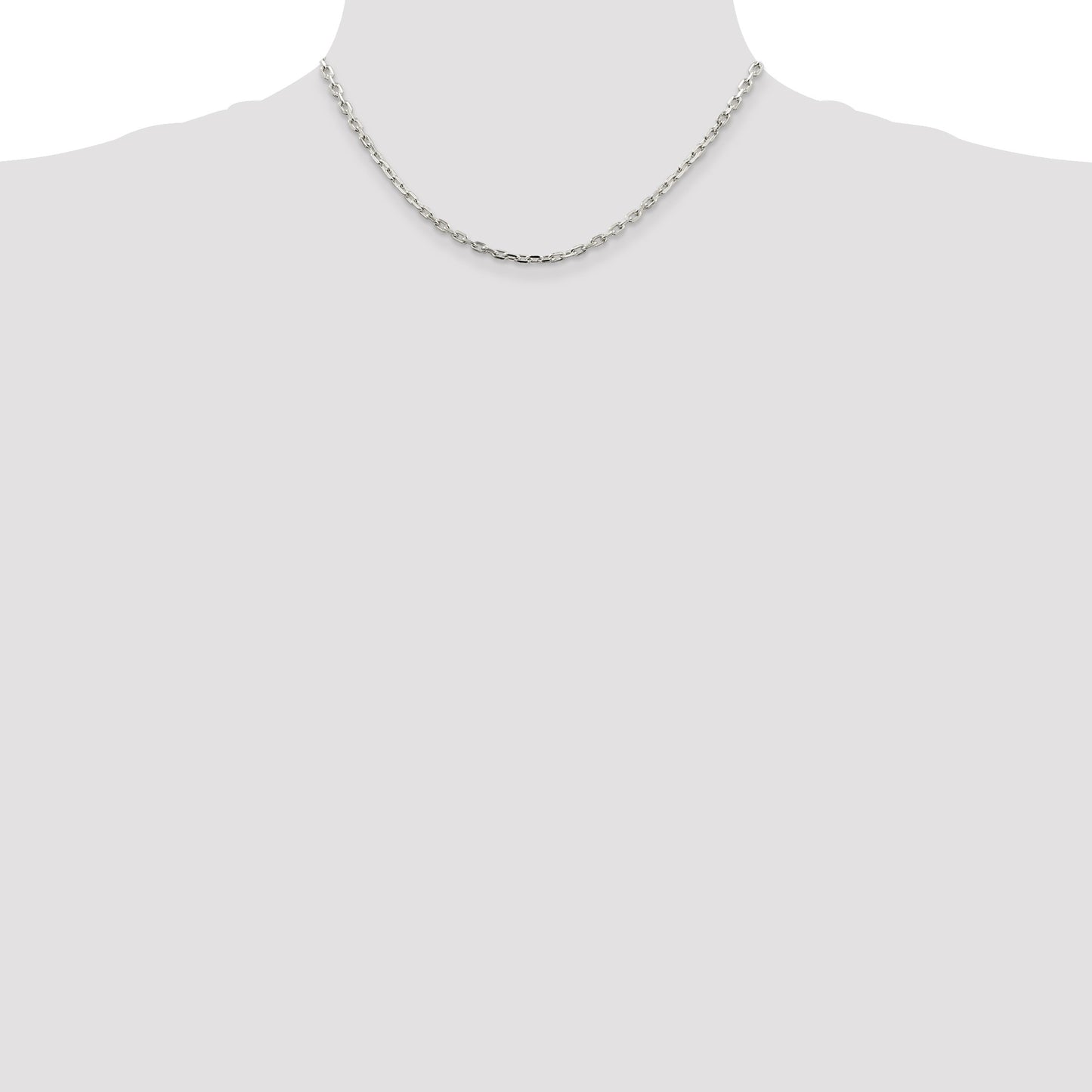 Sterling Silver 3.25mm Beveled Oval Cable Chain