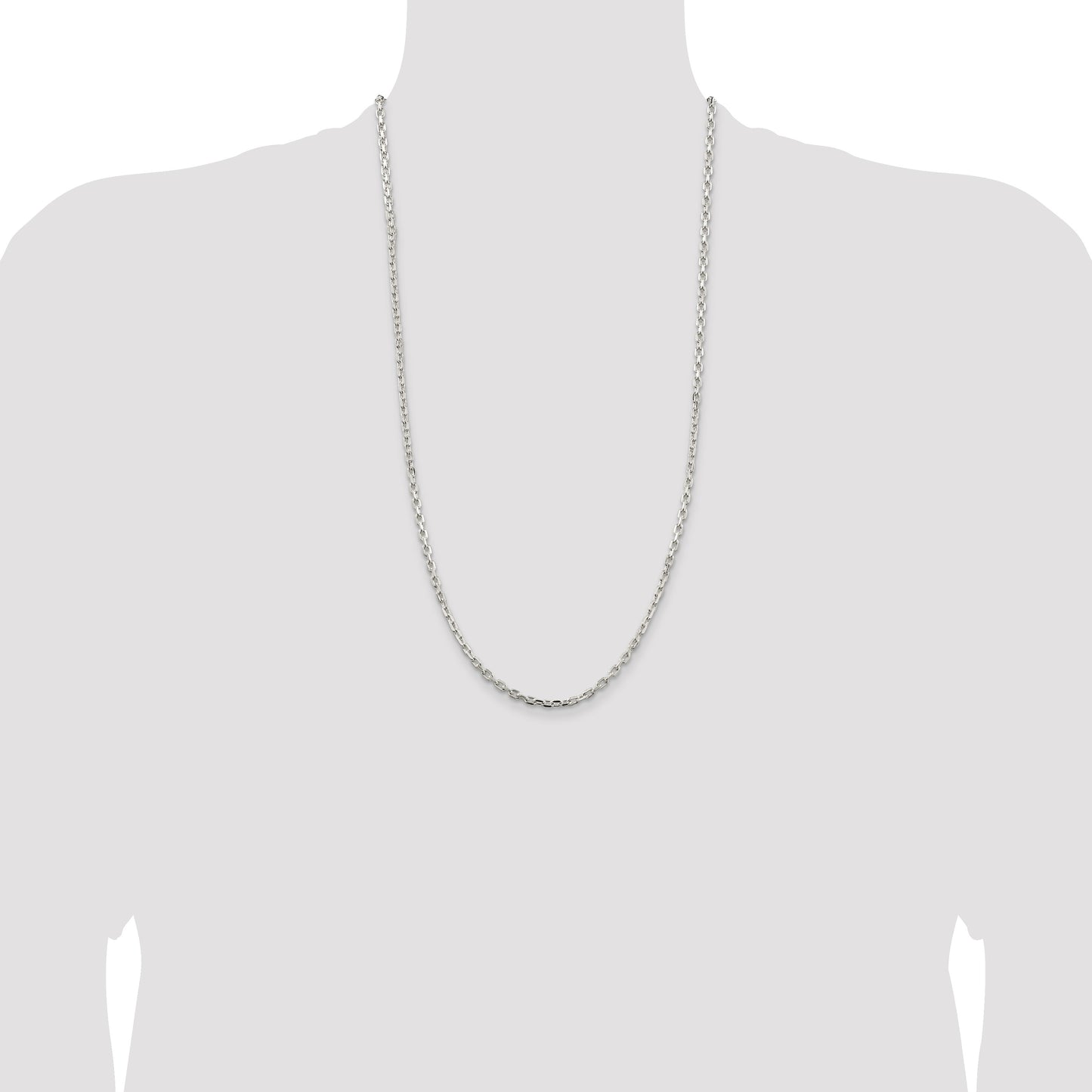Sterling Silver 3.25mm Beveled Oval Cable Chain