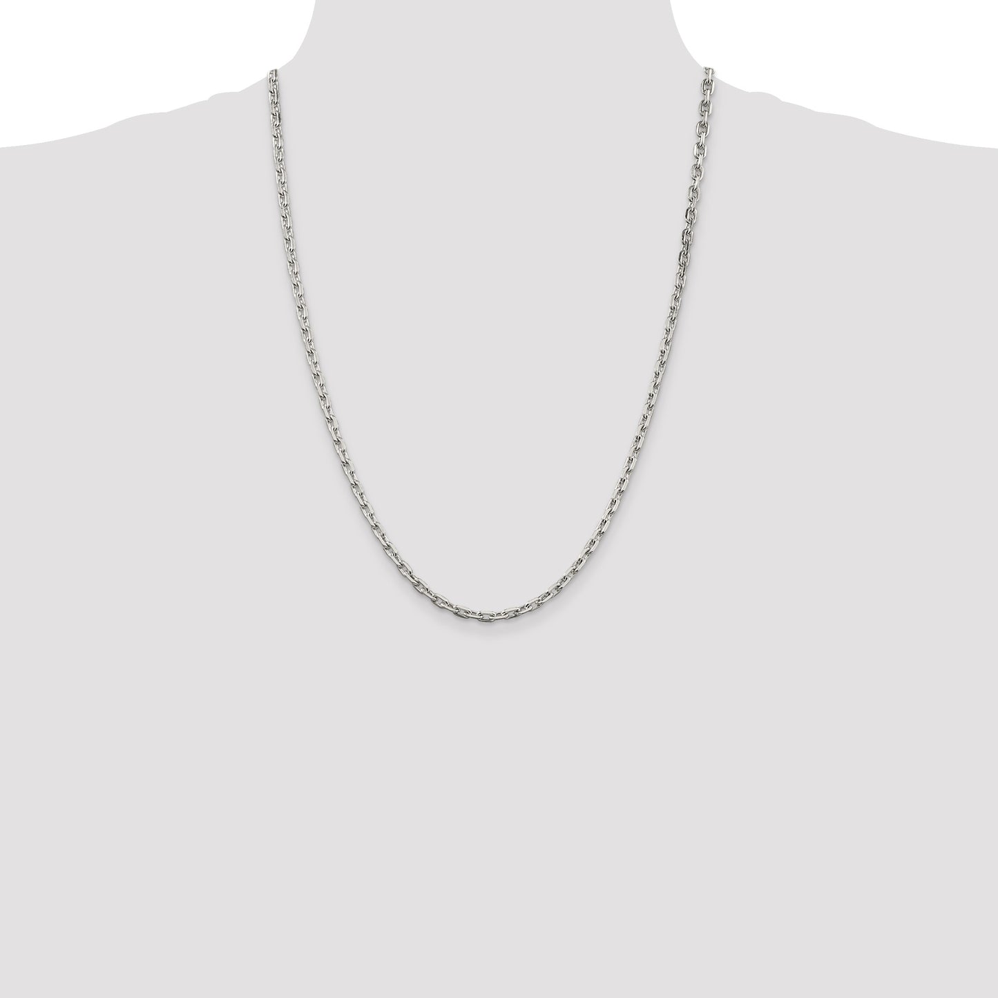 Sterling Silver 3.95mm Beveled Oval Cable Chain