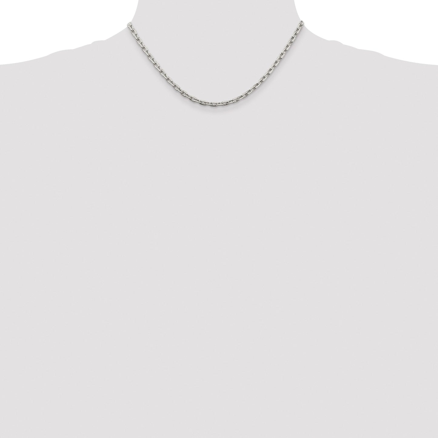 Sterling Silver Rhodium-plated 3.95mm Beveled Oval Cable Chain