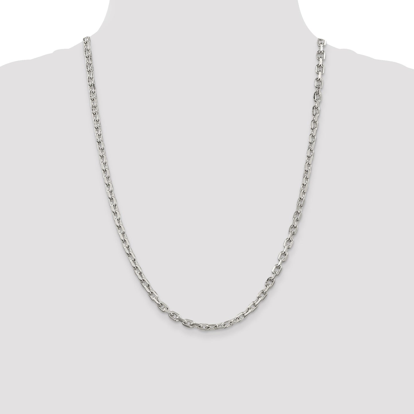 Sterling Silver 4.9mm Beveled Oval Cable Chain