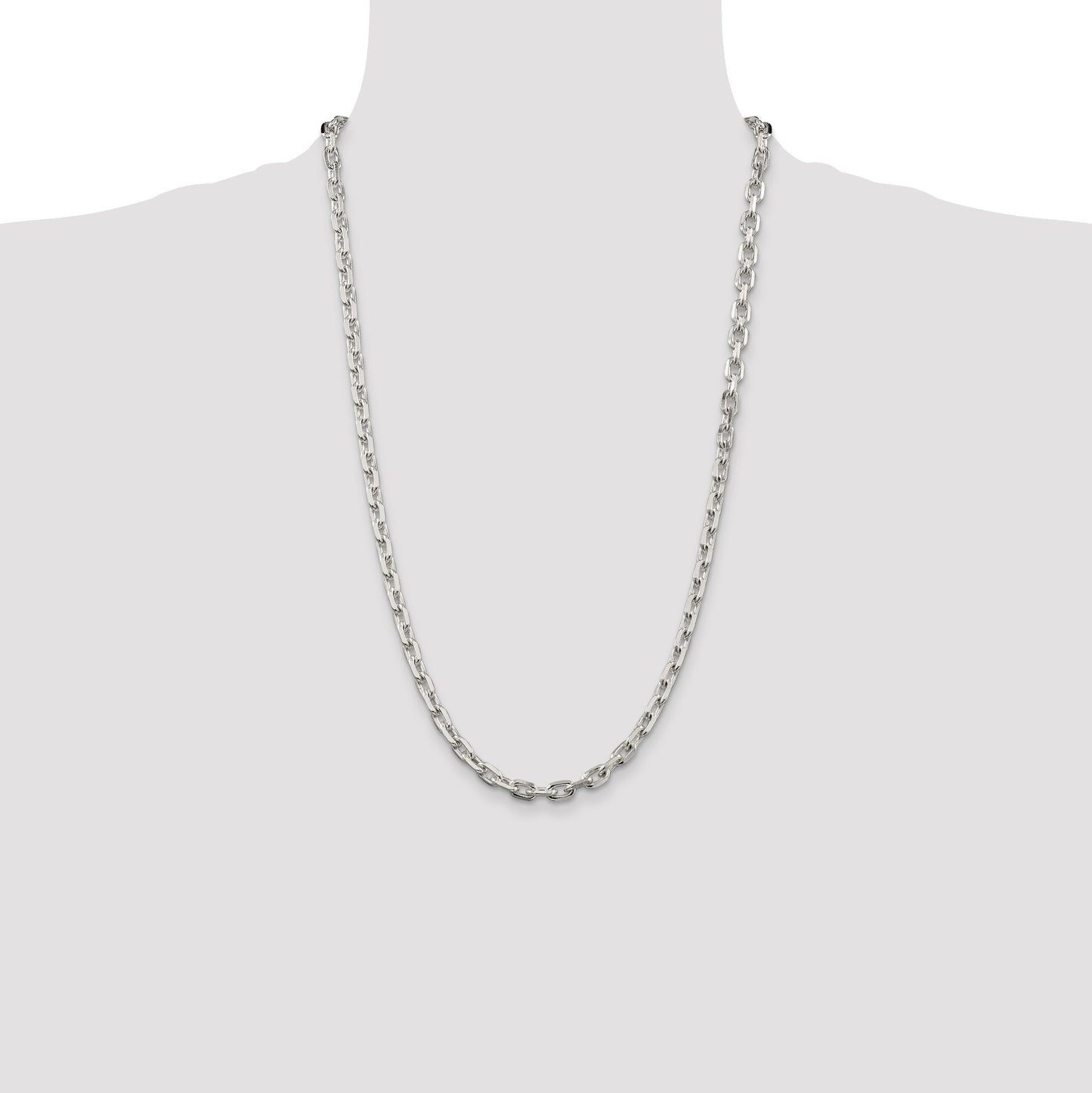 Sterling Silver 5.4mm Beveled Oval Cable Chain