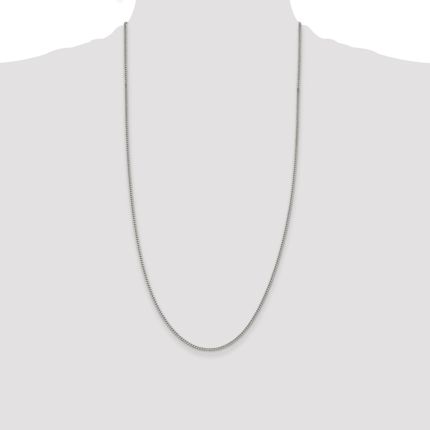 Sterling Silver Rhodium-plated 2mm Curb Chain