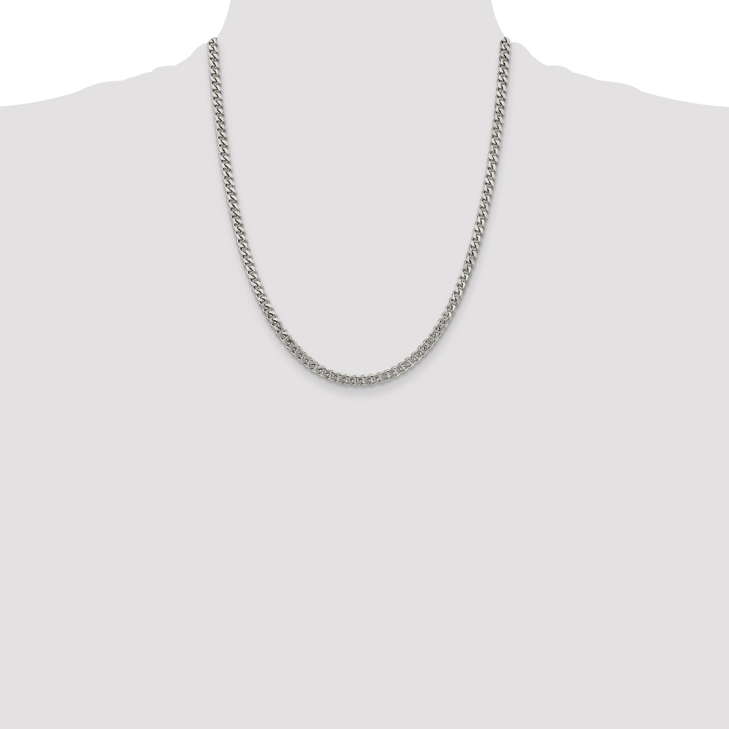Sterling Silver Rhodium-plated 4.5mm Curb Chain