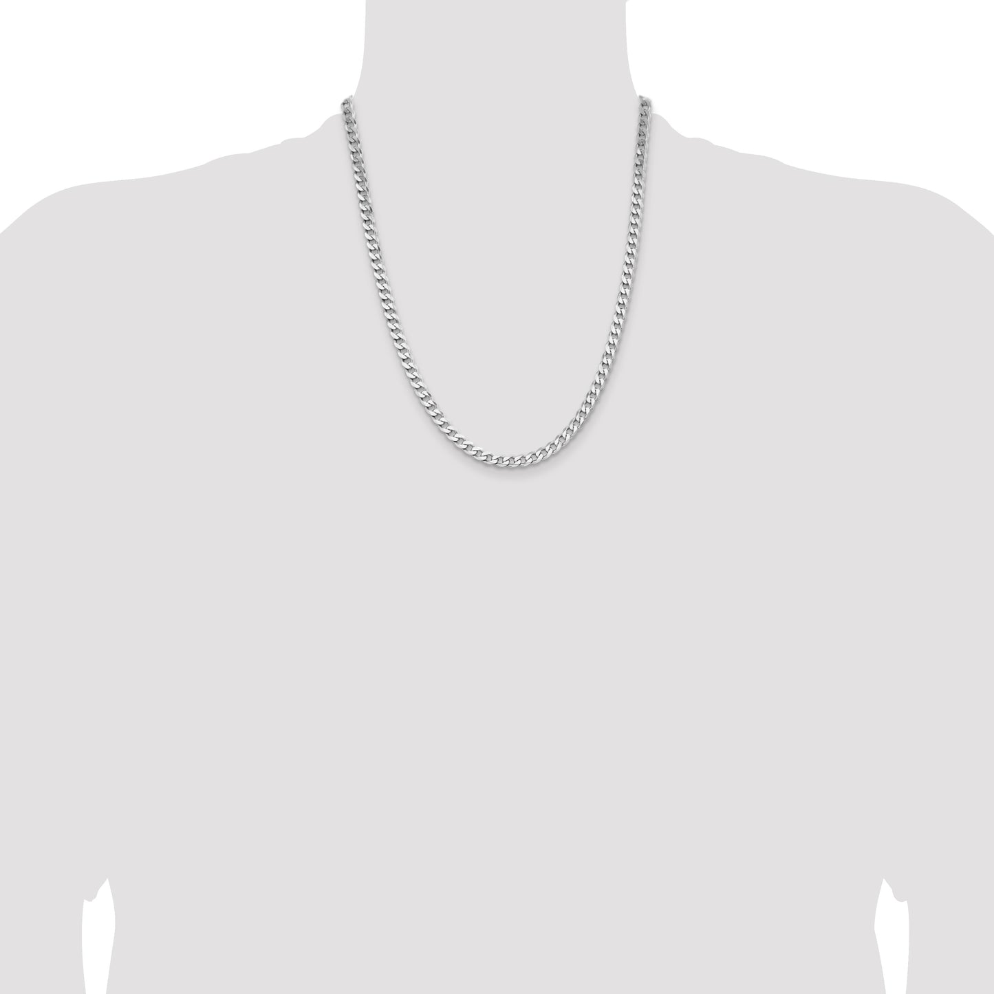 Sterling Silver Rhodium-plated 5.7mm Curb Chain