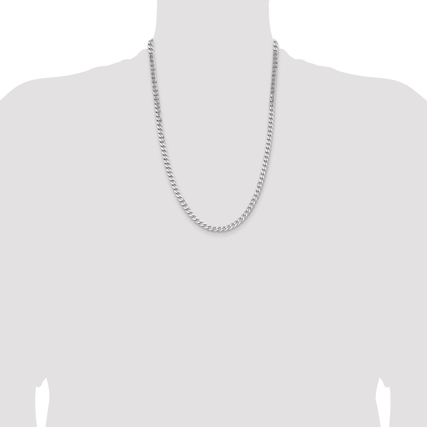 Sterling Silver Rhodium-plated 5.7mm Curb Chain