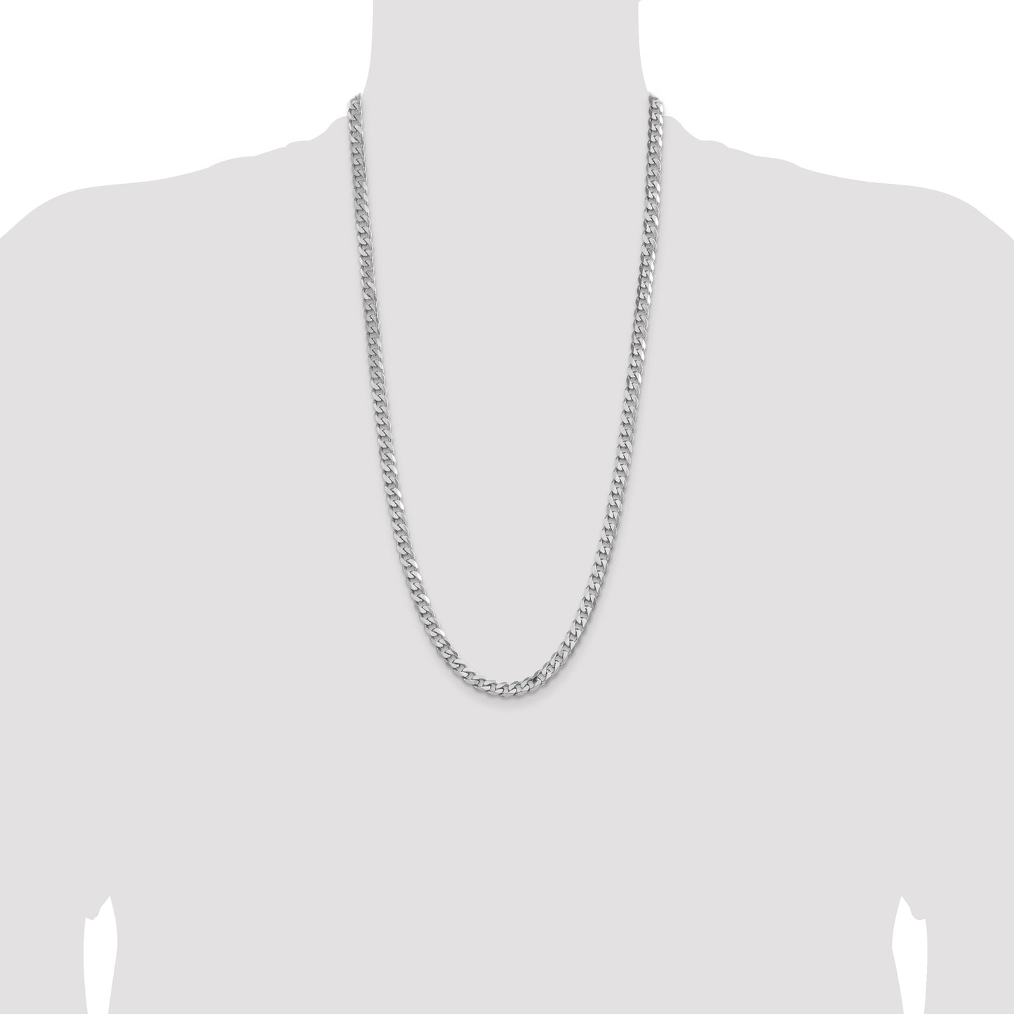 Sterling Silver Rhodium-plated 6.5mm Curb Chain