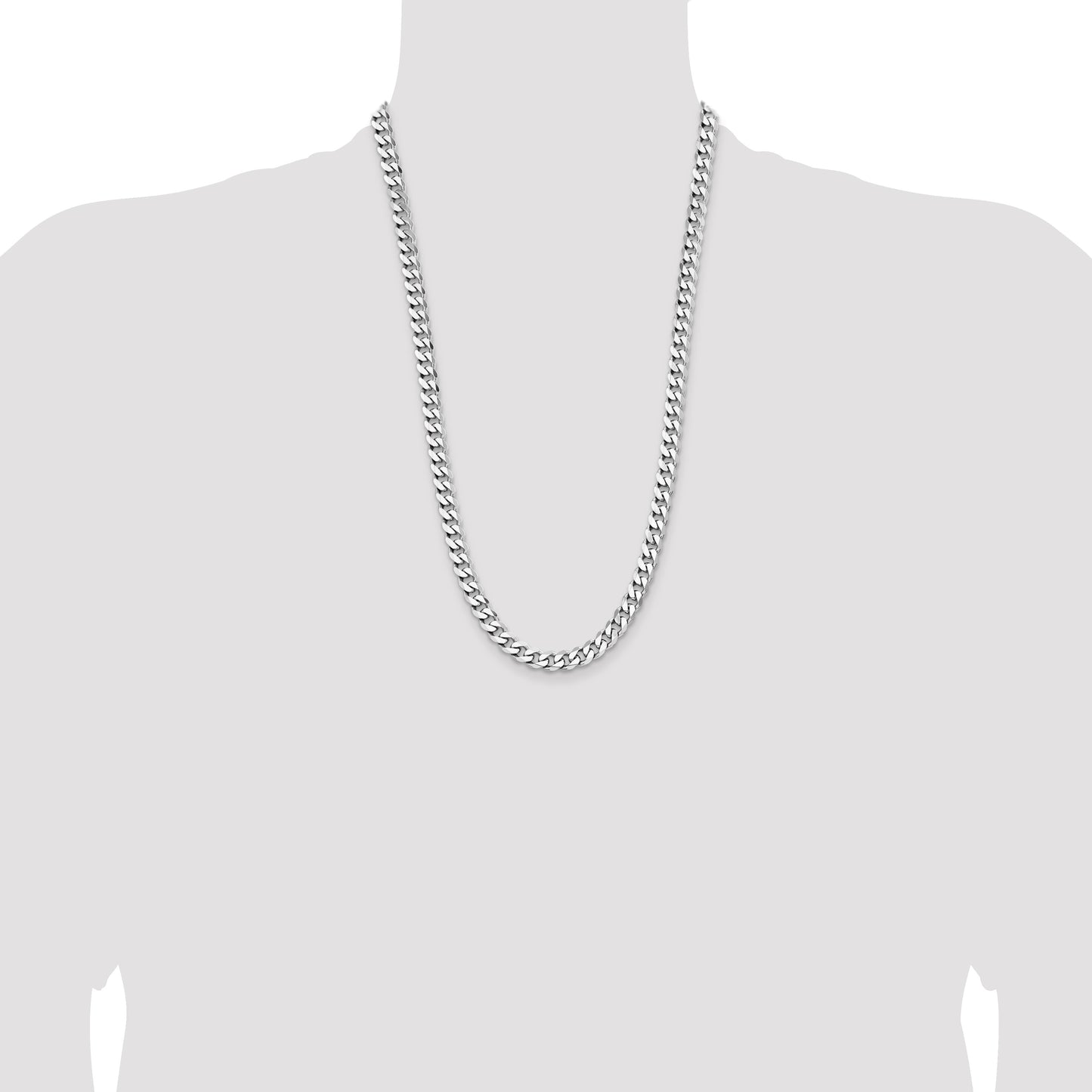 Sterling Silver Rhodium-plated 7.5mm Curb Chain