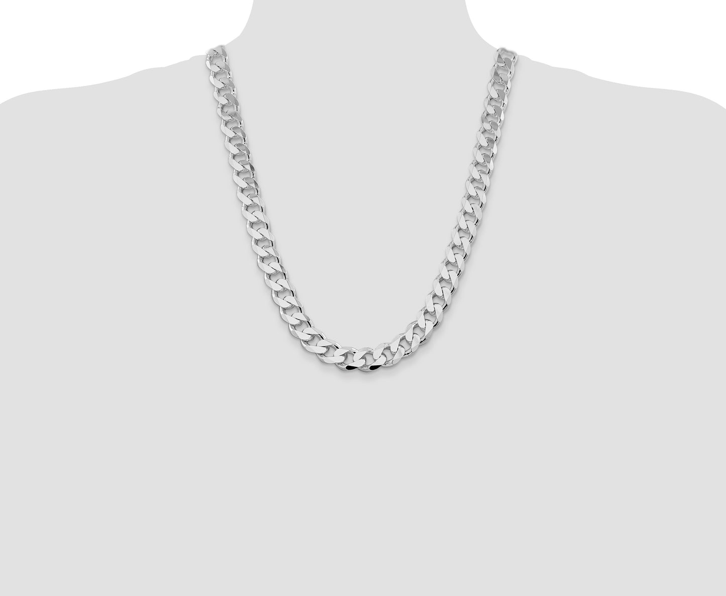 Sterling Silver Rhodium-plated 13mm Curb Chain