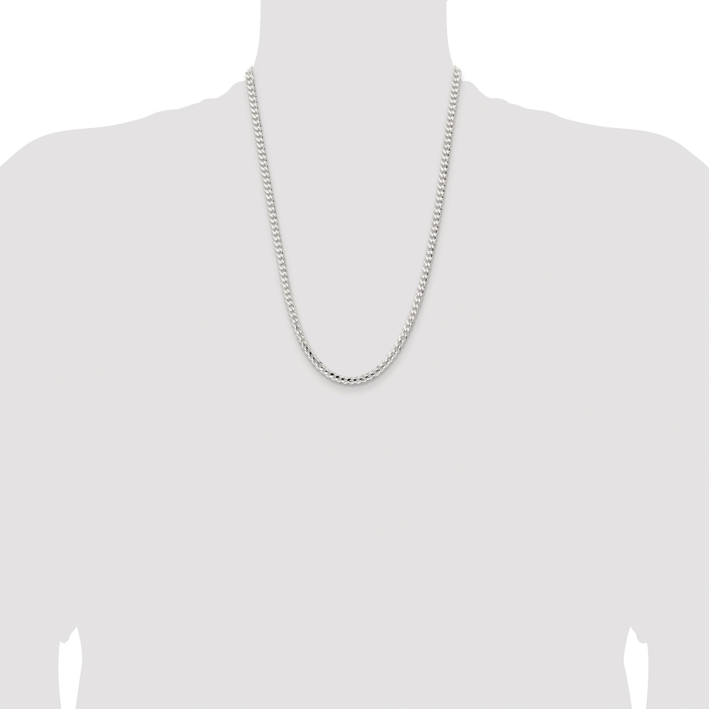 Sterling Silver Rhodium-plated 4.5mm Concave Beveled Curb Chain