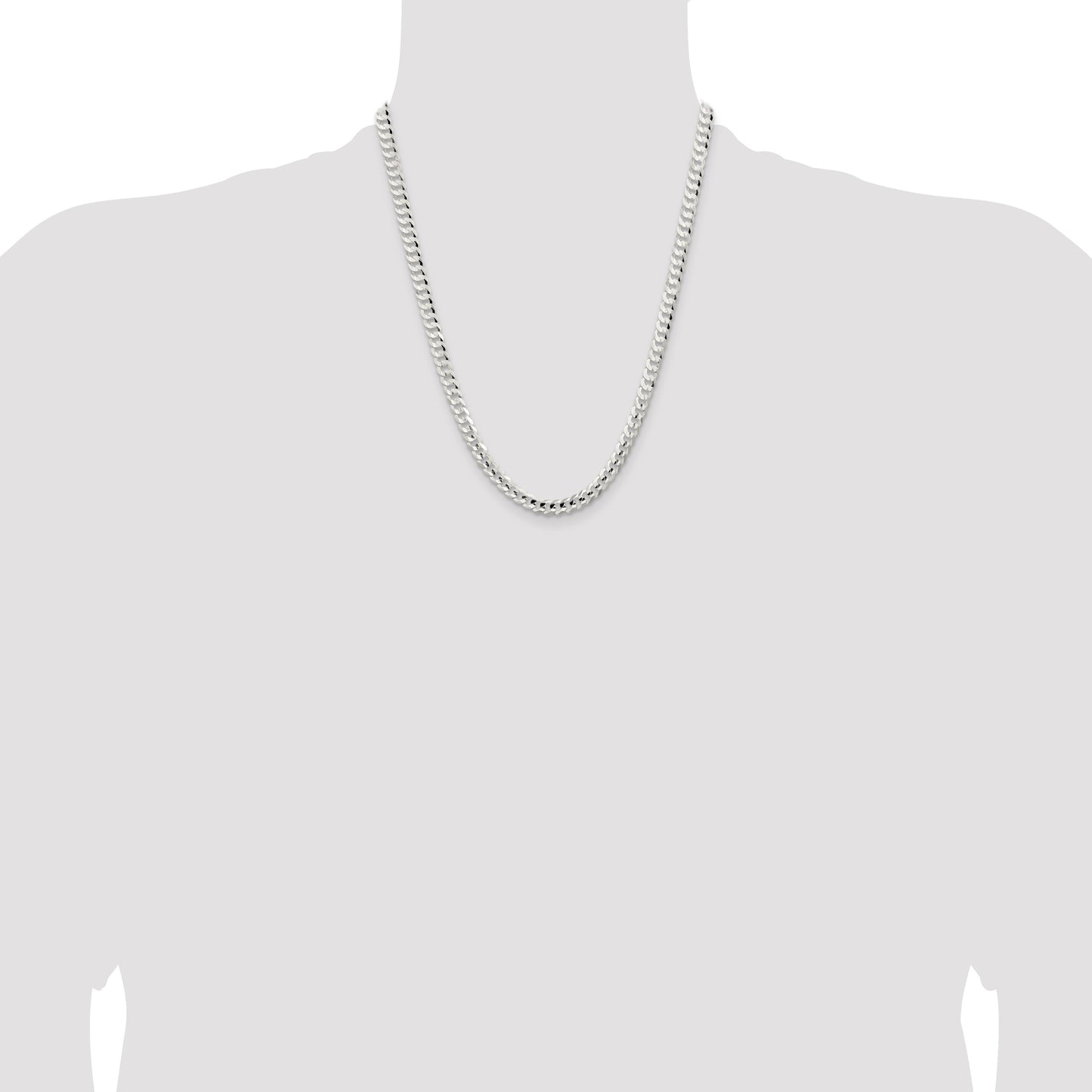 Sterling Silver 5.65mm Concave Beveled Curb Chain