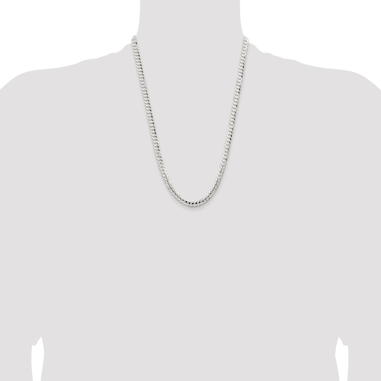 Sterling Silver 5.65mm Concave Beveled Curb Chain