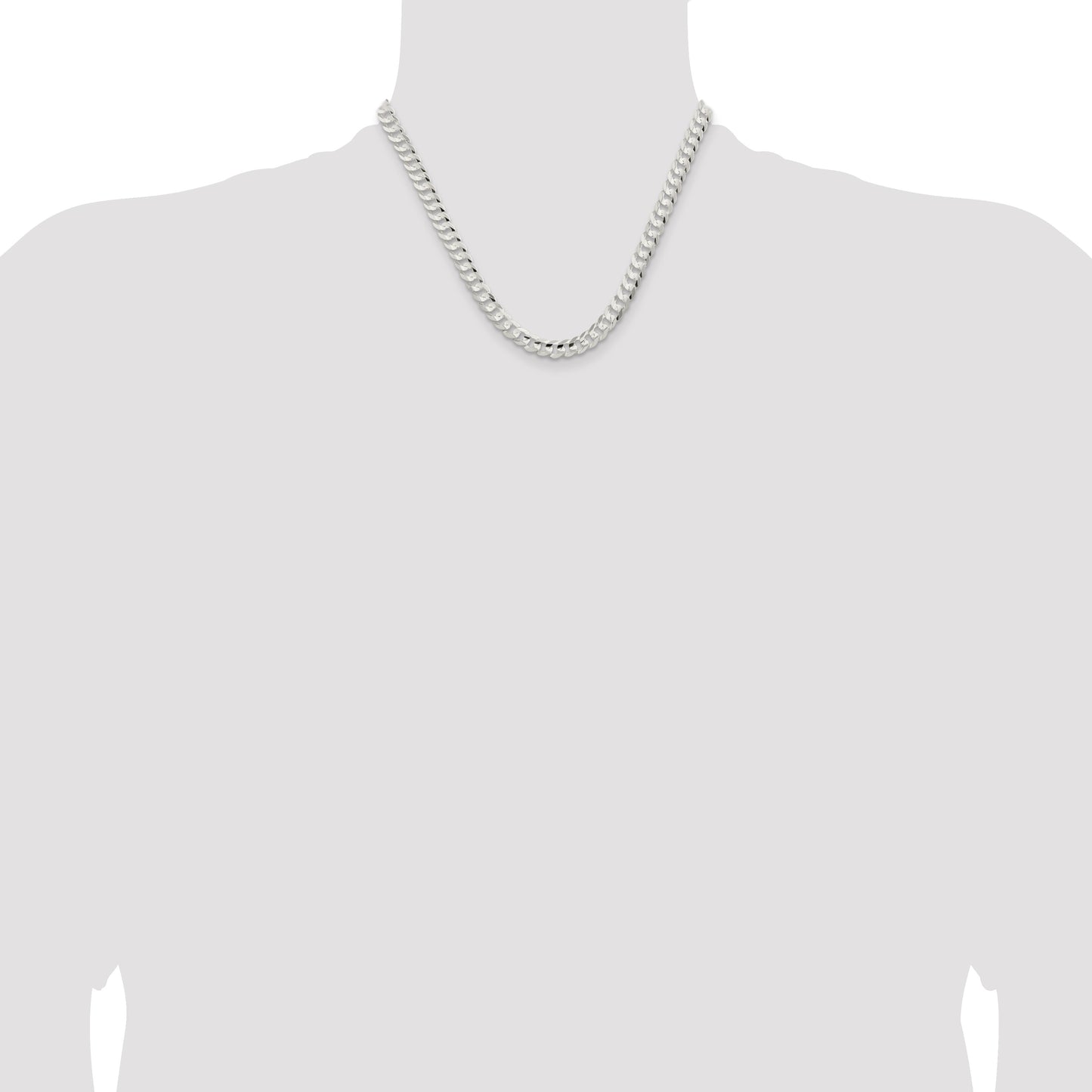 Sterling Silver 6.75mm Concave Beveled Curb Chain