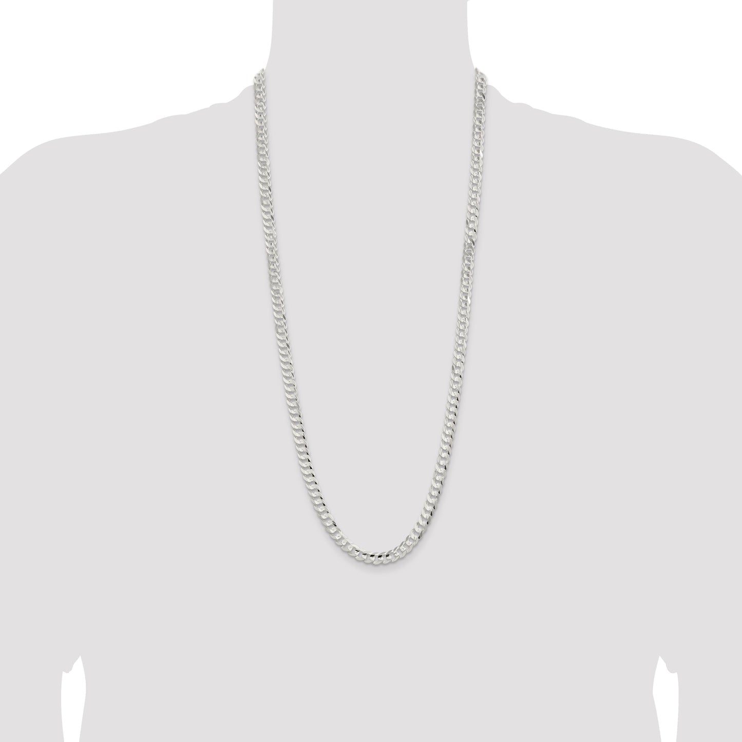 Sterling Silver 6.75mm Concave Beveled Curb Chain
