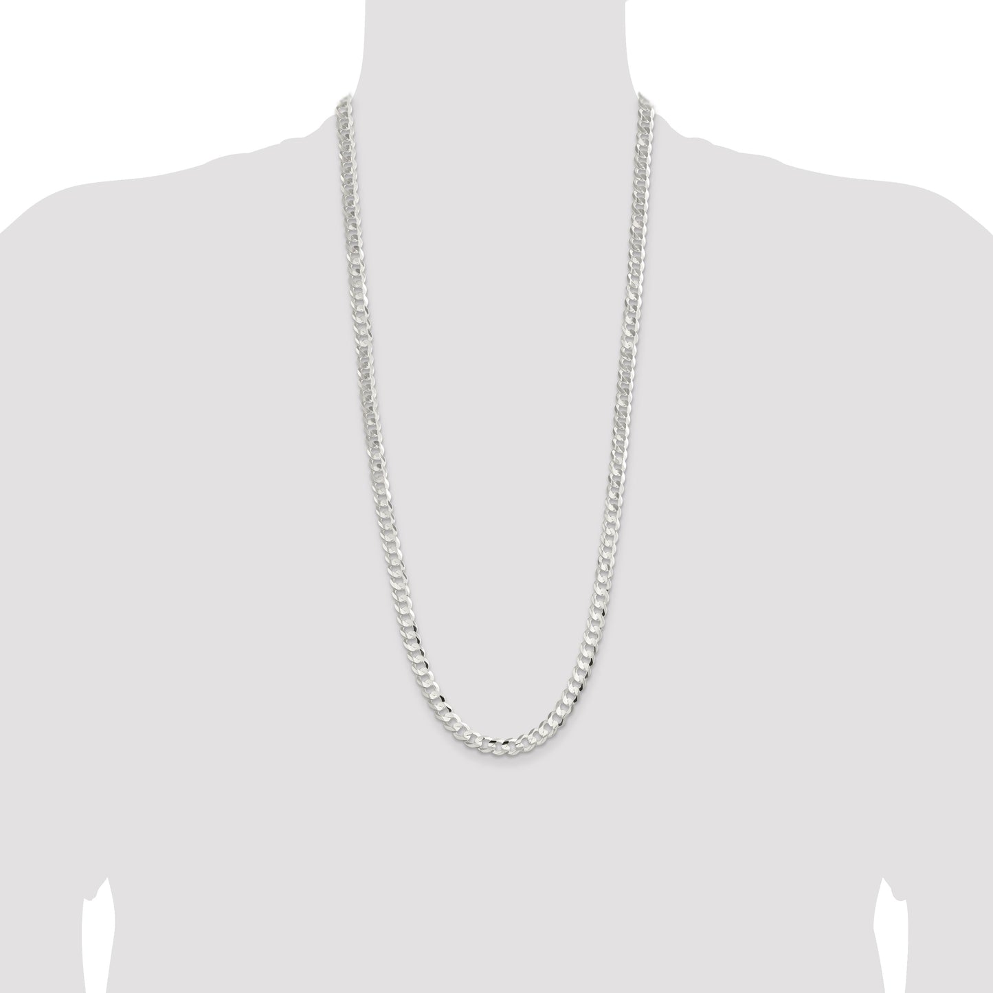 Sterling Silver 7.8mm Concave Beveled Curb Chain