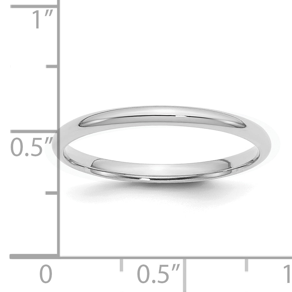 Sterling Silver Rhodium-plated 2mm Comfort Fit Size 7 Band
