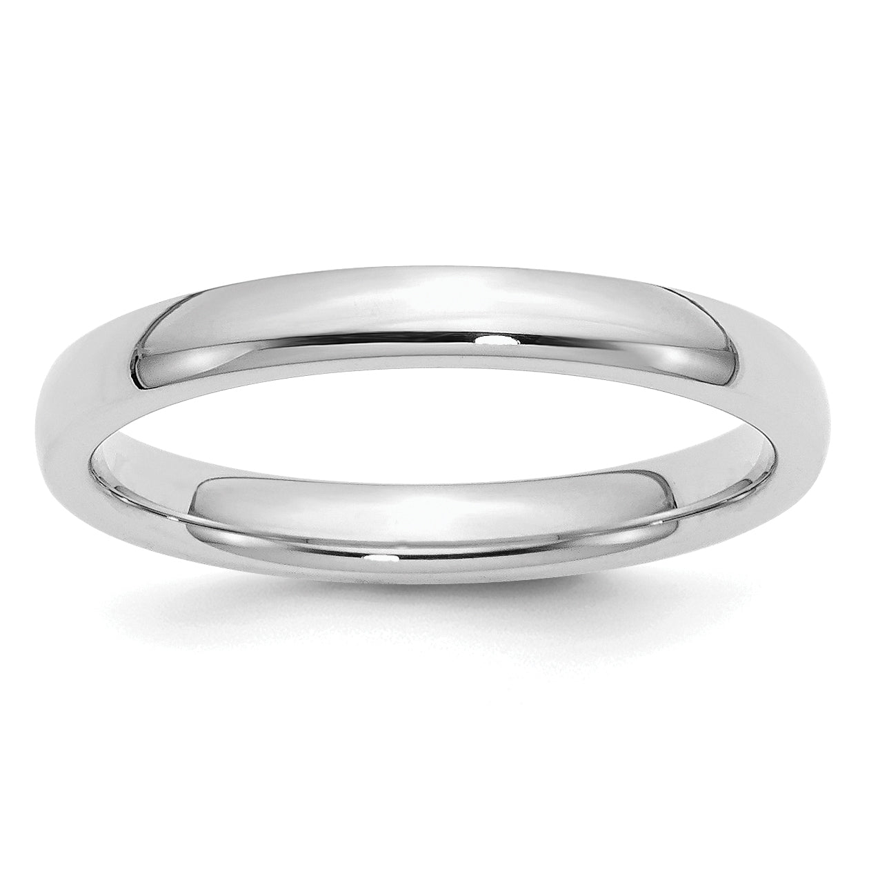 Sterling Silver Rhodium-plated 3mm Comfort Fit Size 12 Band