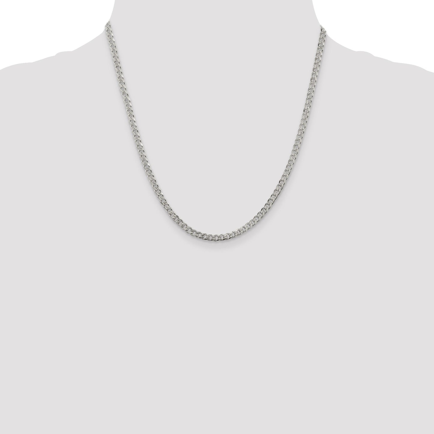 Sterling Silver 3.8mm Pav� Curb Chain