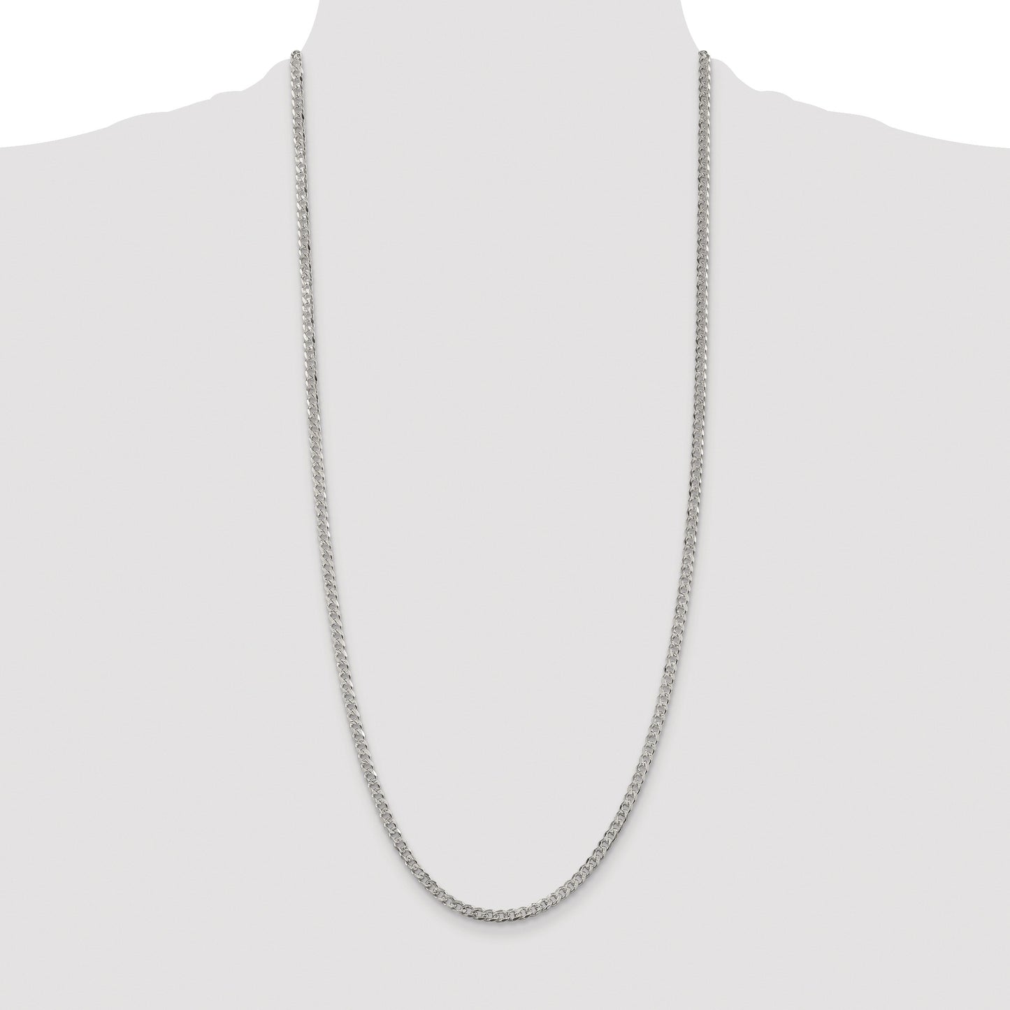 Sterling Silver Rhodium-plated 3.8mm Pav� Curb Chain
