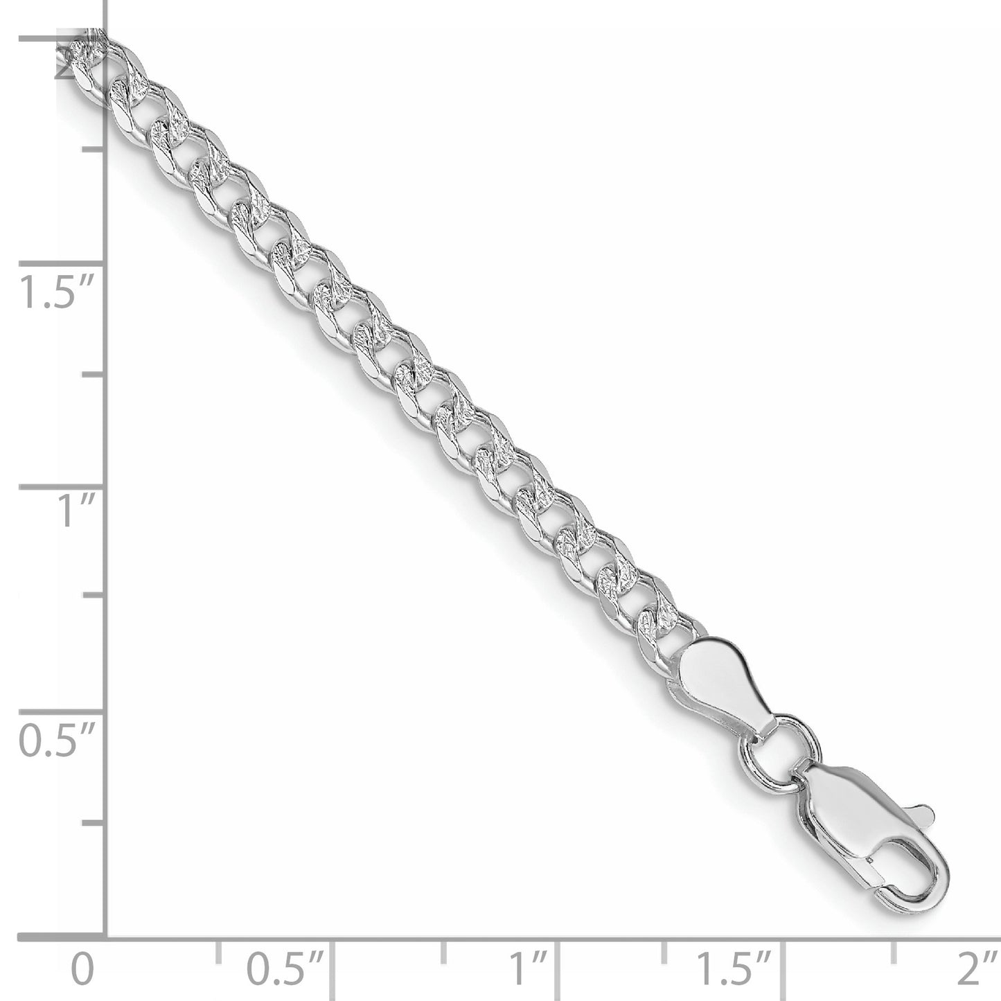 Sterling Silver Rhodium-plated 3.8mm Pav� Curb Chain