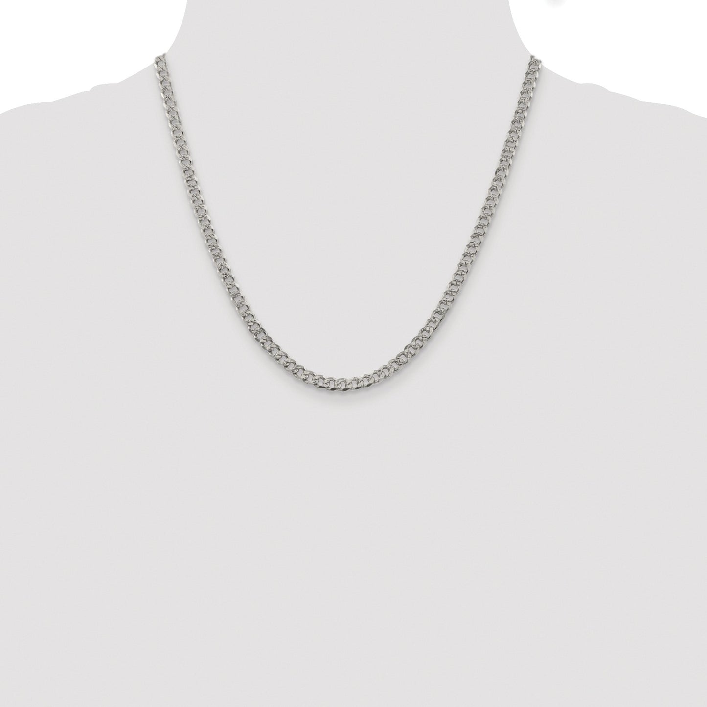 Sterling Silver Rhodium-plated 4.5mm Pav� Curb Chain
