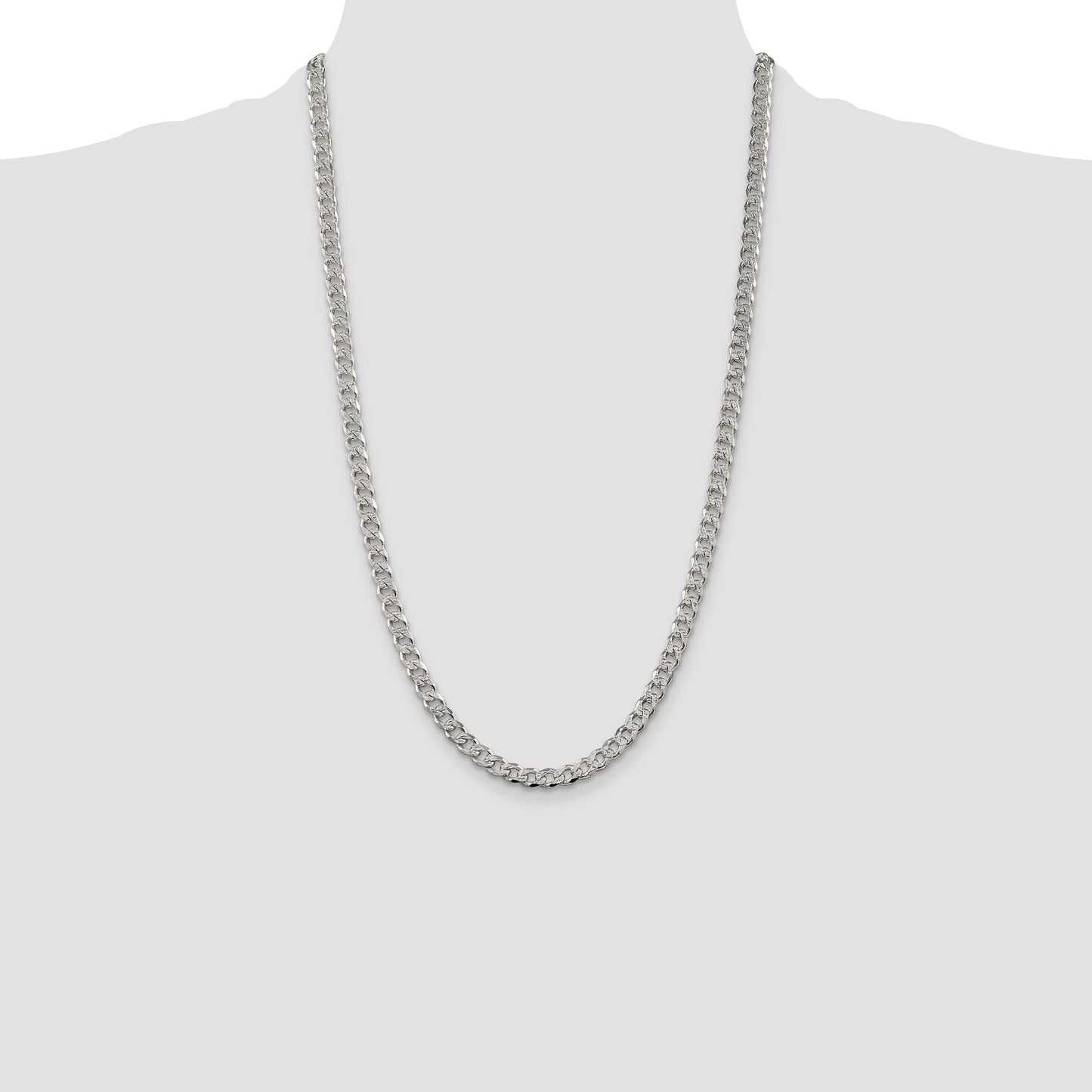 Sterling Silver 5.5mm Pav� Curb Chain