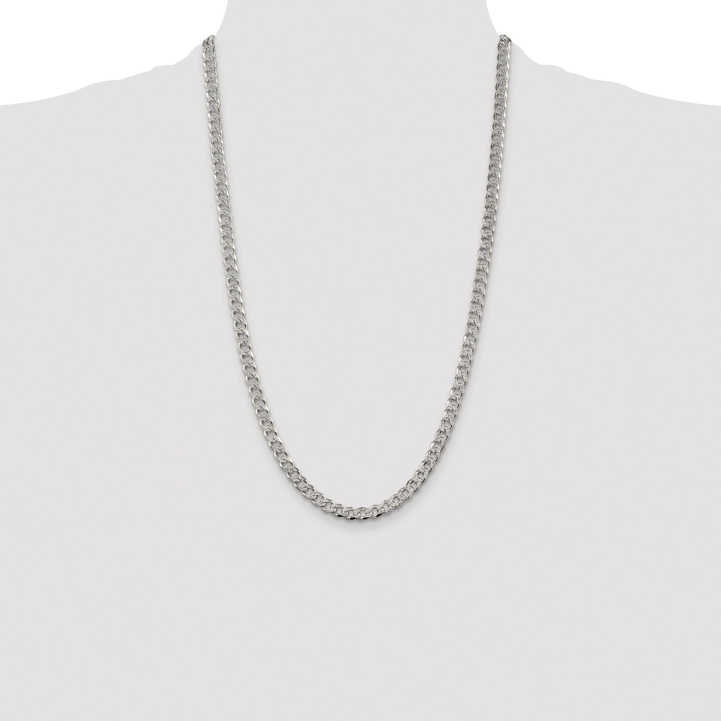 Sterling Silver Rhodium-plated 5.5mm Pav� Curb Chain
