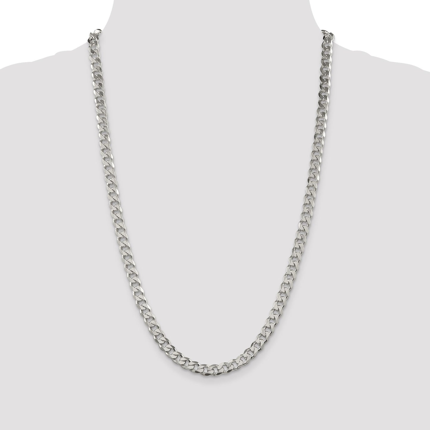Sterling Silver 7mm Pav� Curb Chain