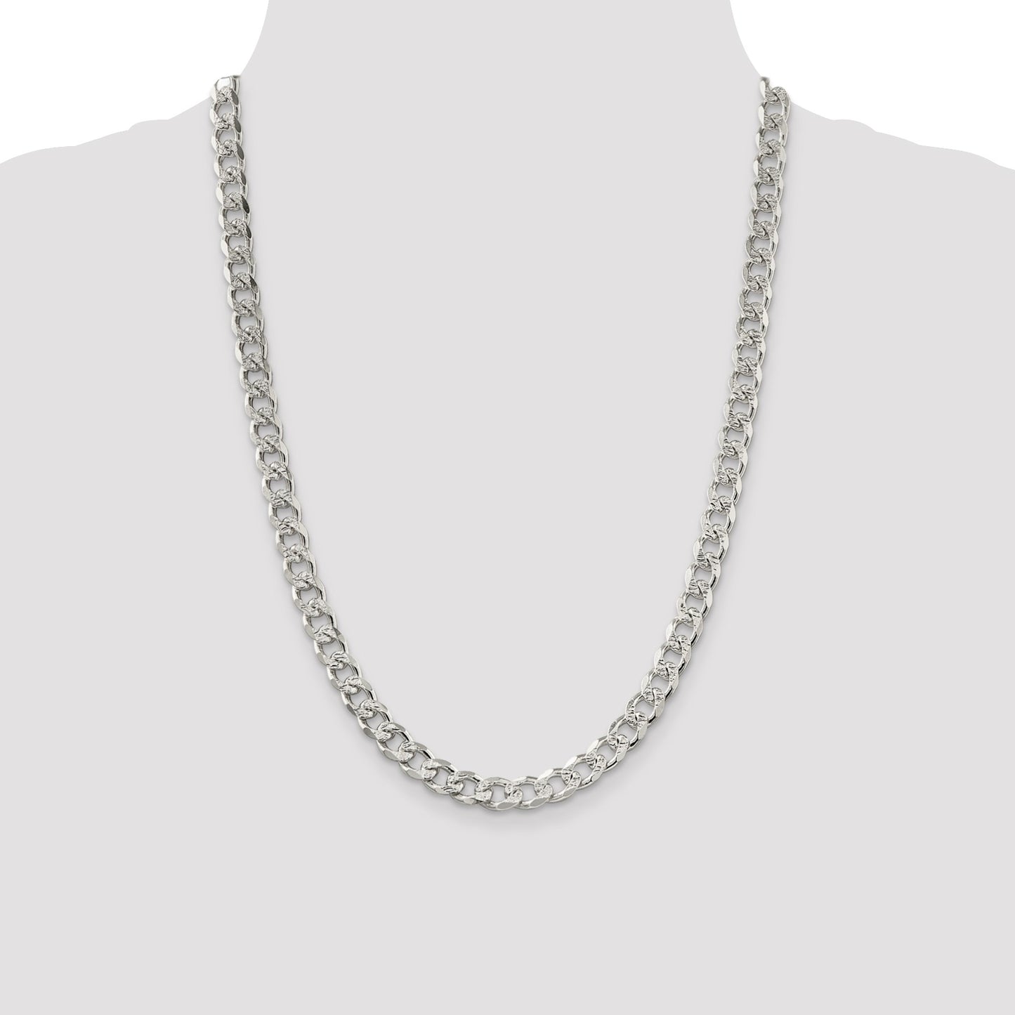 Sterling Silver 8.3mm Pav� Curb Chain