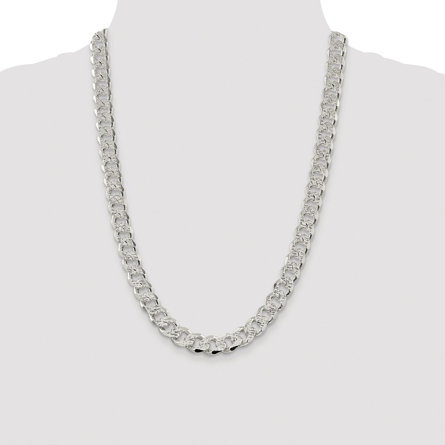 Sterling Silver Rhodium-plated 11.0mm Pav� Curb Chain