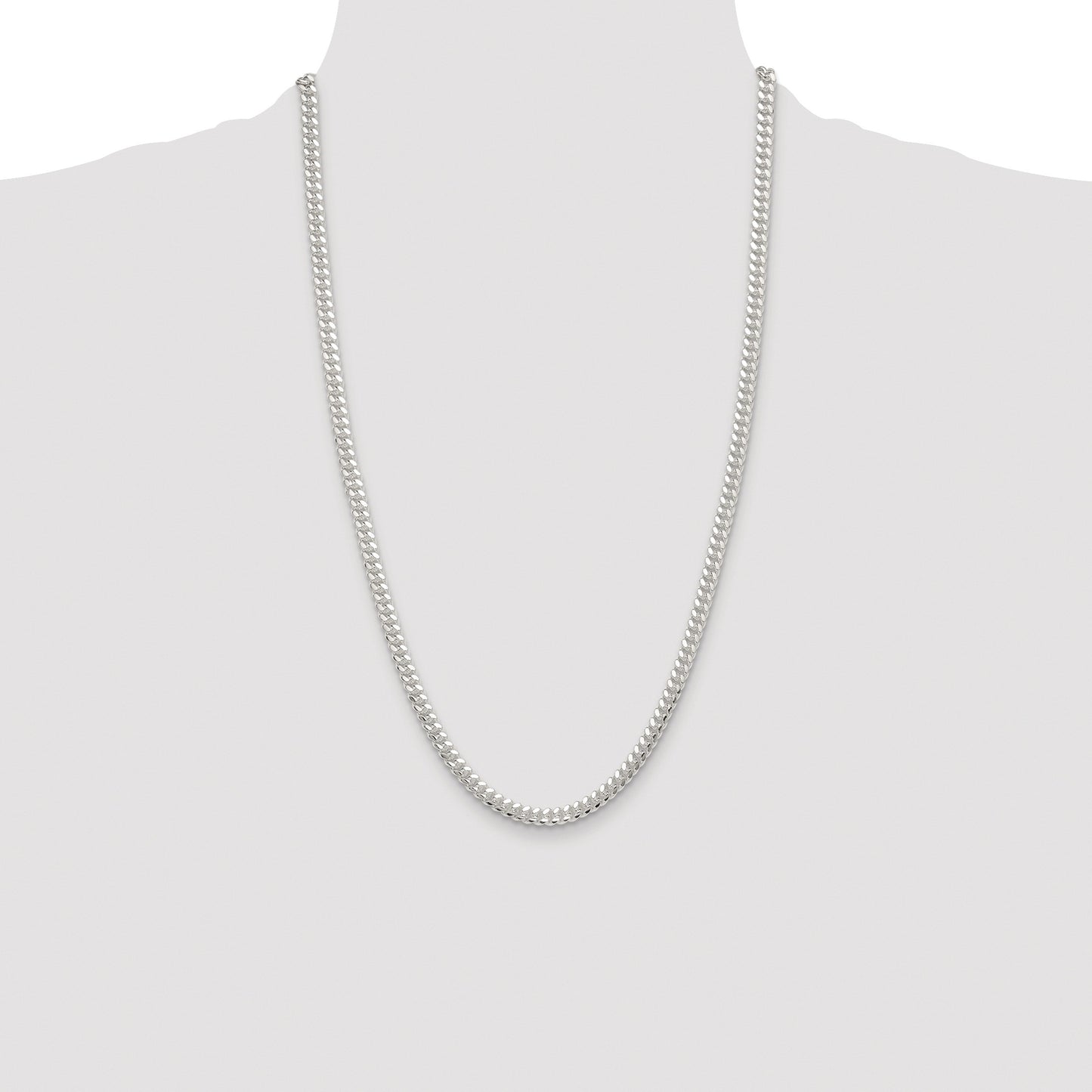 Sterling Silver Rhodium-plated Polished 5.7mm Domed Curb Chain
