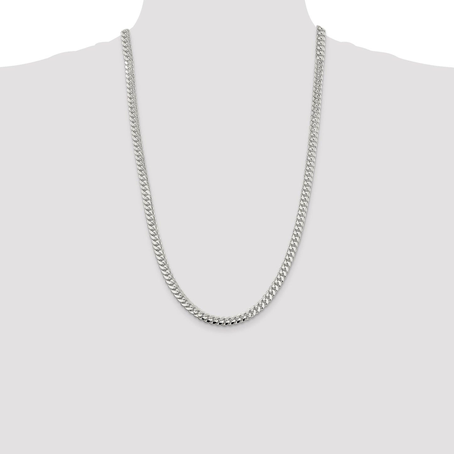Sterling Silver 6.4mm Polished Domed Curb Chain