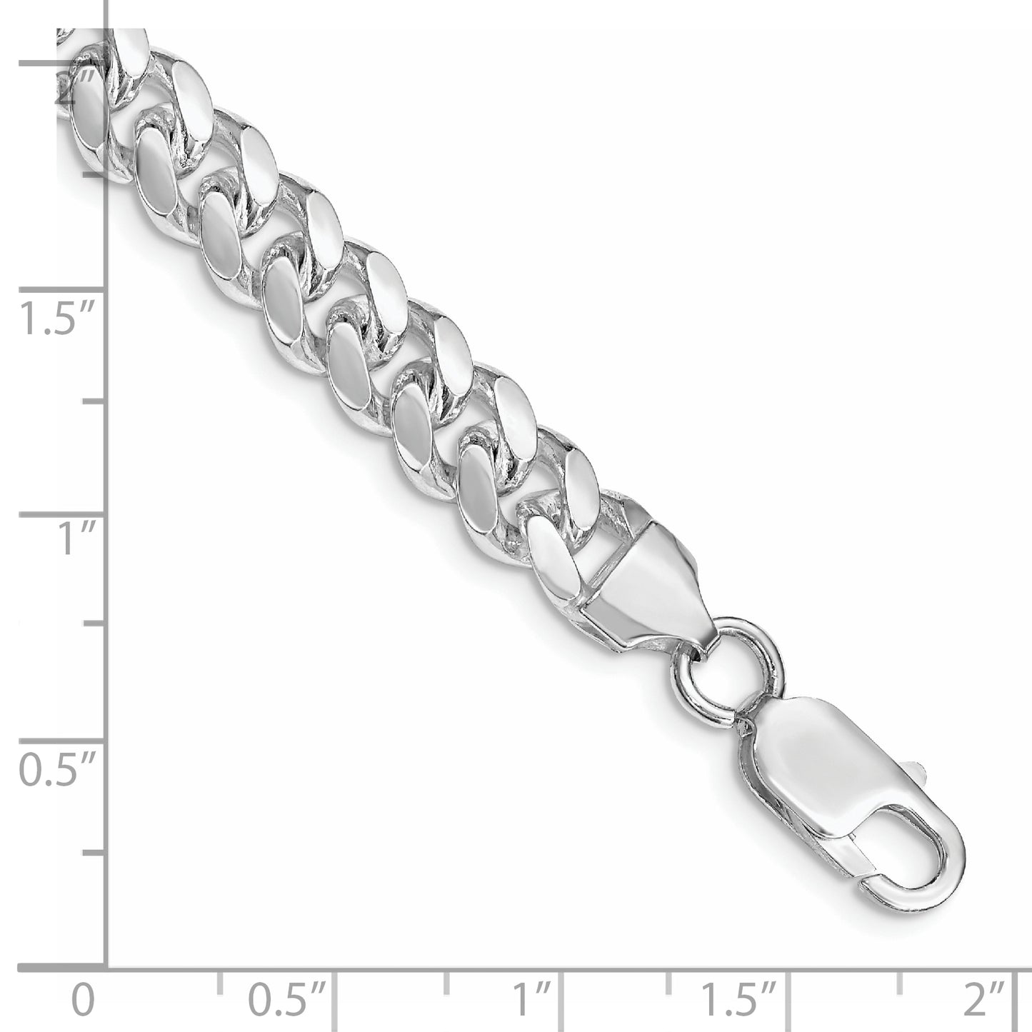 Sterling Silver Rhodium-plated 7.8mm Polished Domed Curb Chain Bracelet
