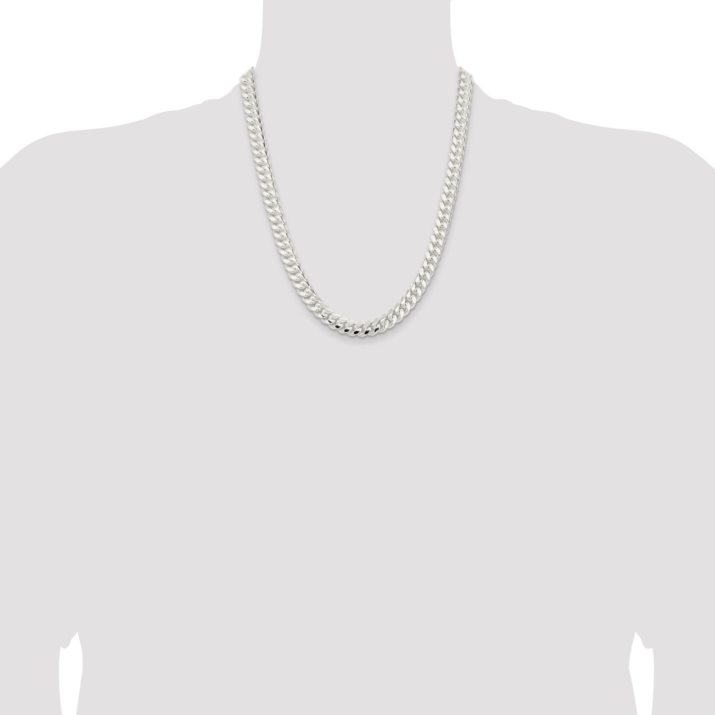 Sterling Silver 9mm Polished Domed Curb Chain