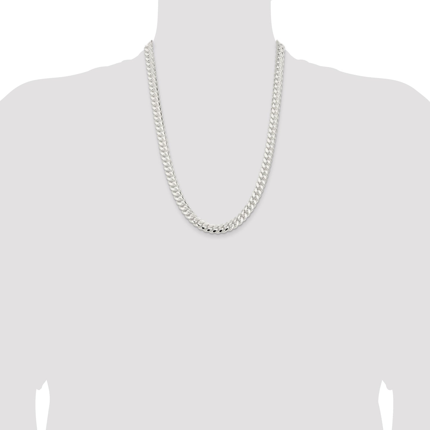Sterling Silver 9mm Polished Domed Curb Chain