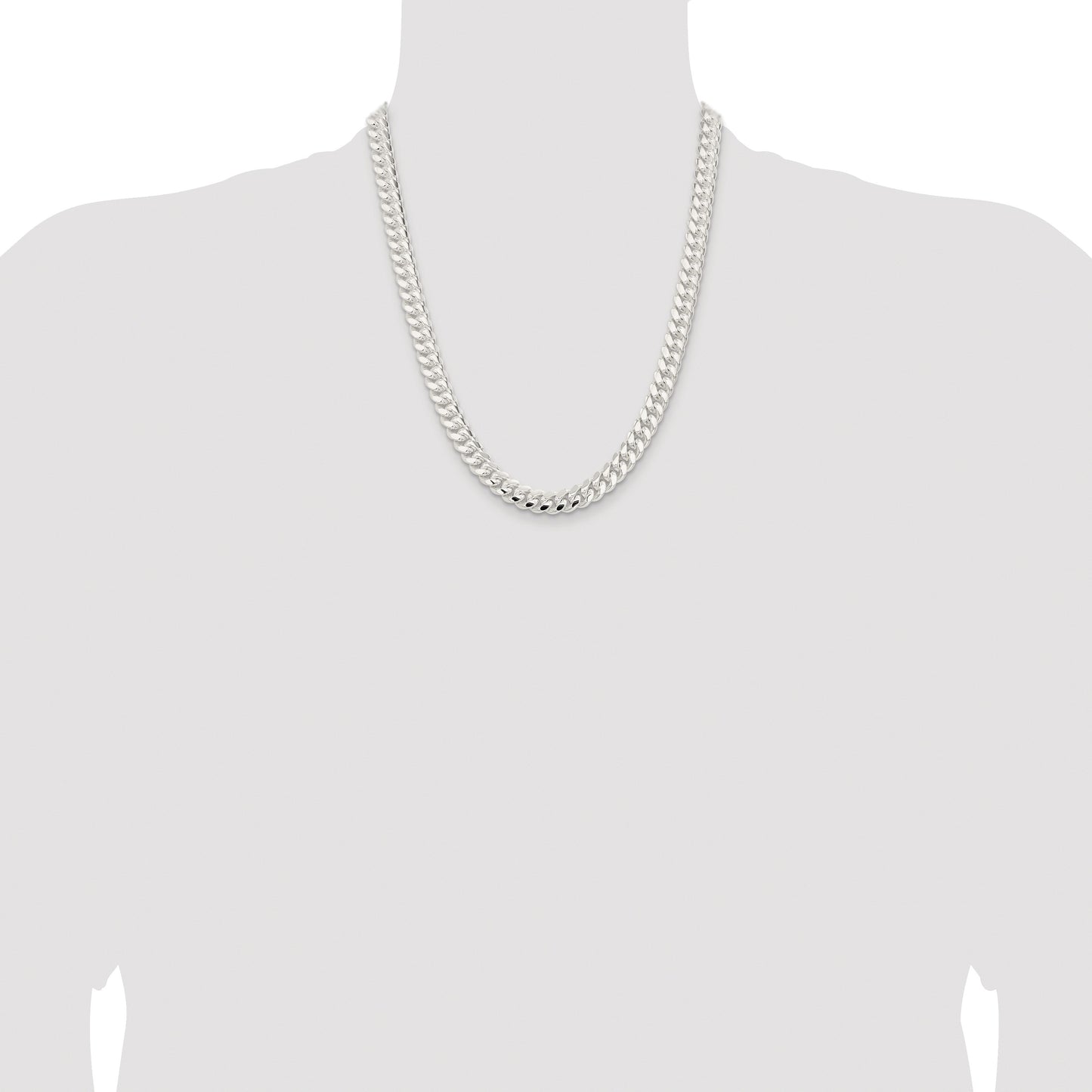 Sterling Silver Rhodium-plated 9mm Polished Domed Curb Chain