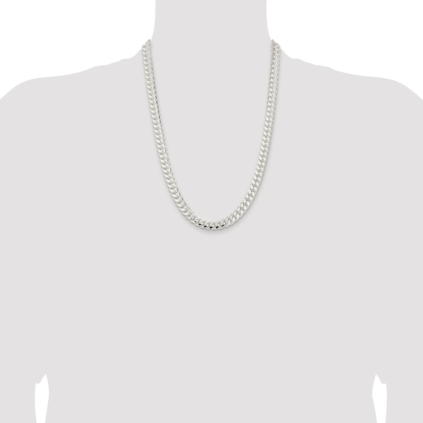 Sterling Silver Rhodium-plated 9mm Polished Domed Curb Chain