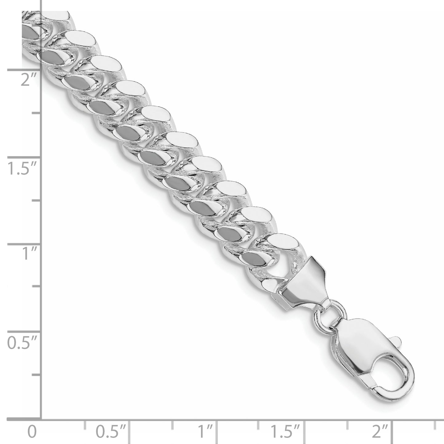 Sterling Silver Rhodium-plated 9mm Polished Domed Curb Chain Bracelet