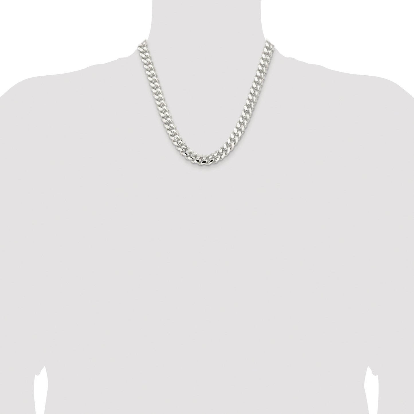 Sterling Silver Rhodium-plated 10.7mm Polished Domed Curb Chain