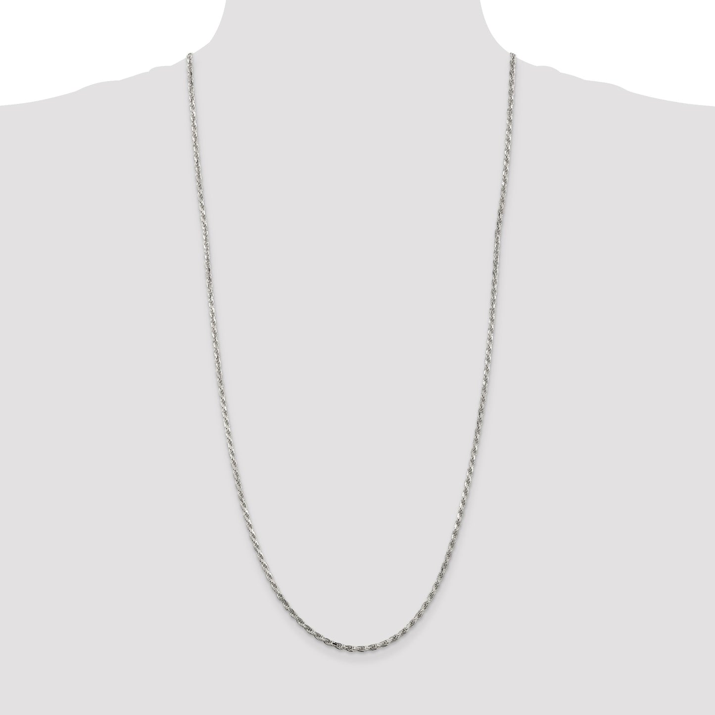 Sterling Silver 2.5mm Diamond-cut Rope Chain