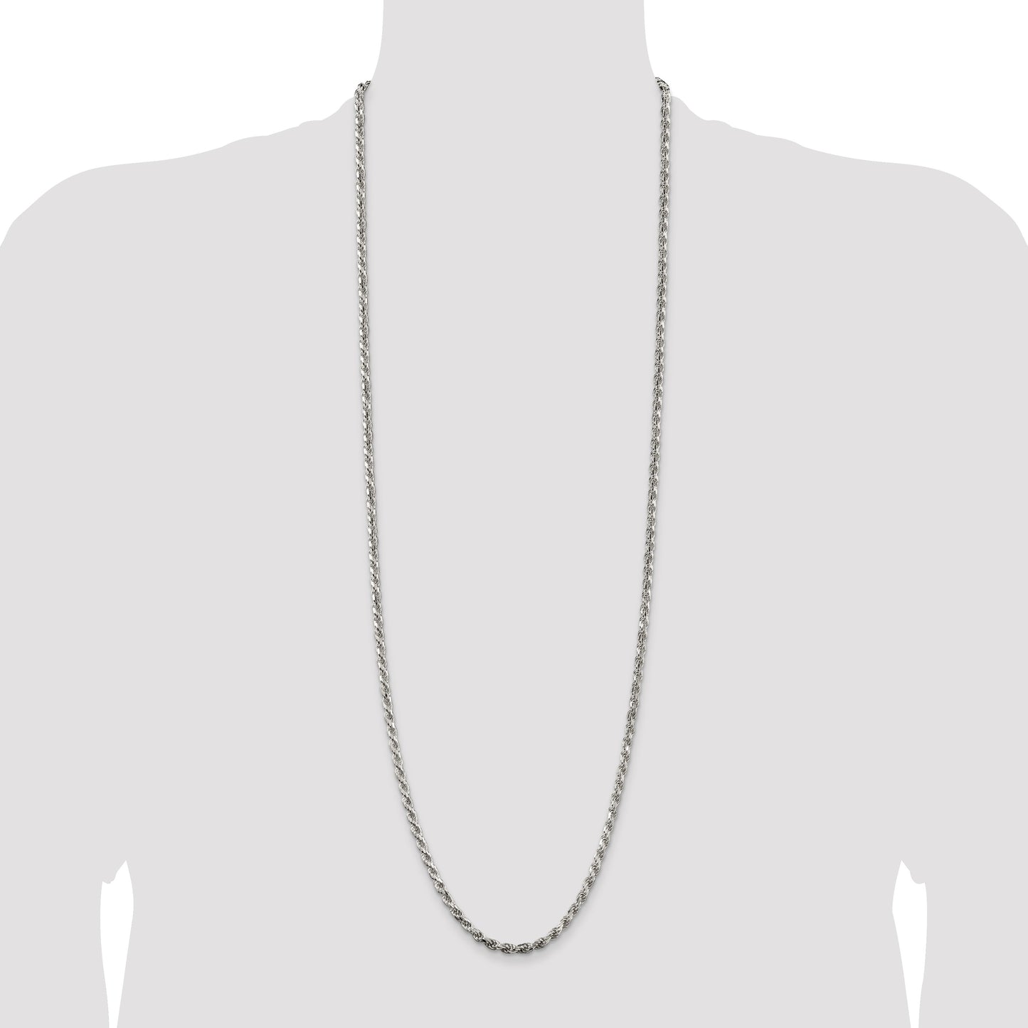 Sterling Silver 3.75mm Diamond-cut Rope Chain