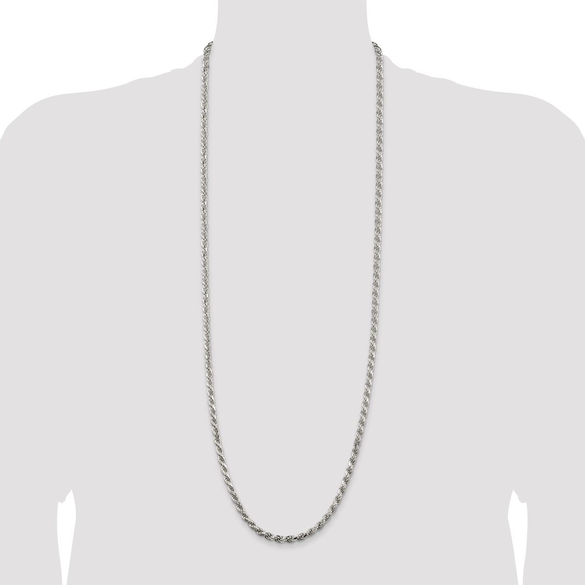 Sterling Silver 4.6mm Diamond-cut Rope Chain
