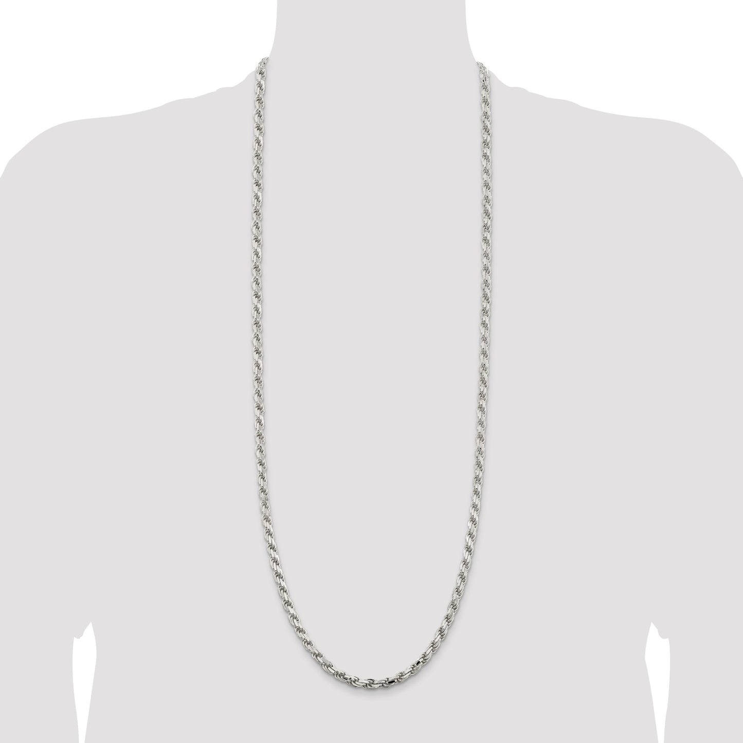 Sterling Silver 5.75mm Diamond-cut Rope Chain