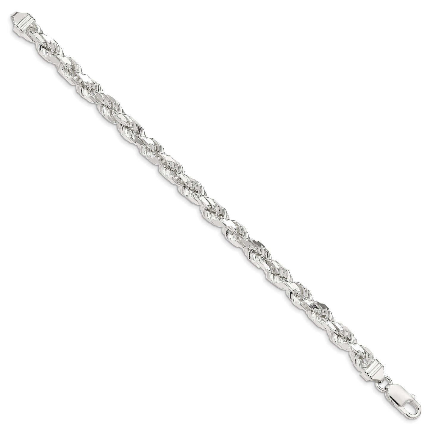 Sterling Silver 6.5mm Diamond-cut Rope Chain