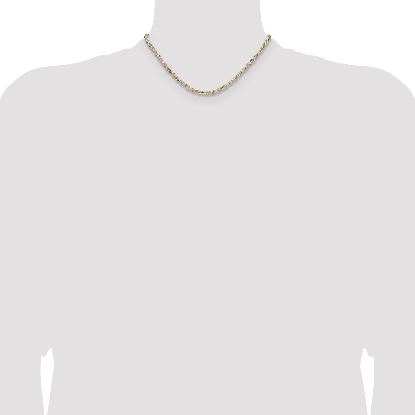Sterling Silver And Vermeil 3.5mm Diamond-cut Rope Chain