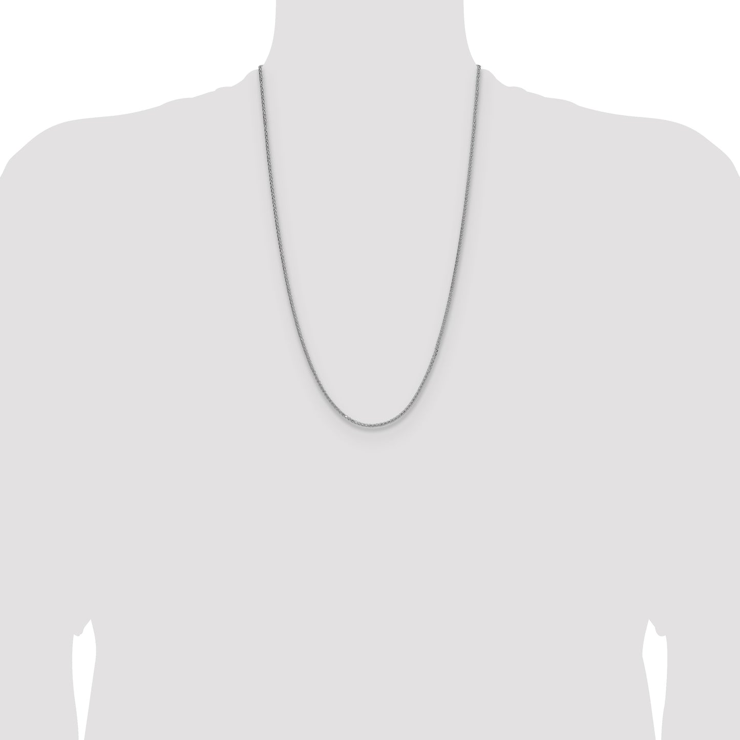 Sterling Silver Rhodium-plated 2.0mm 8 Sided D/C Double Spiga Chain