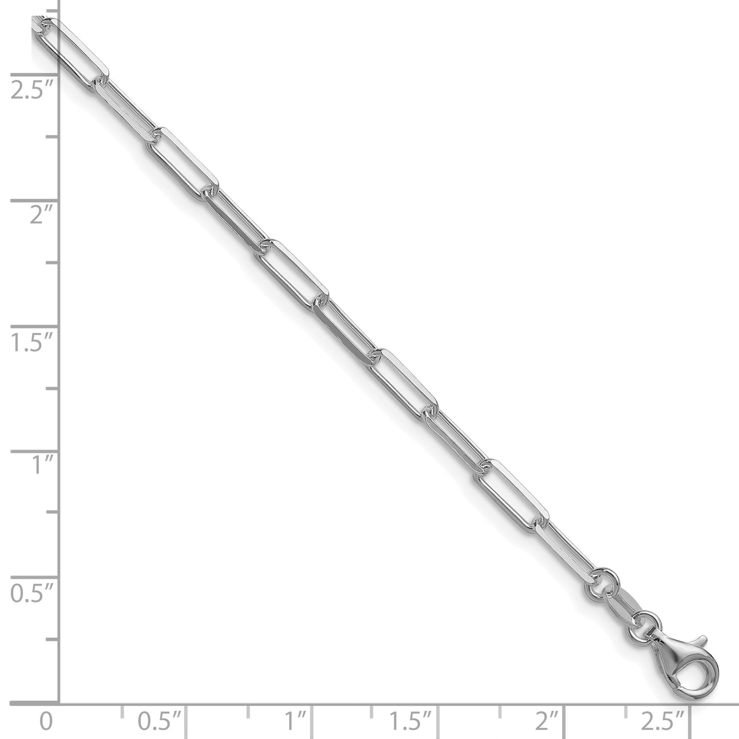 Sterling Silver Rhodium-plated 3.1mm D/C Paperclip Chain