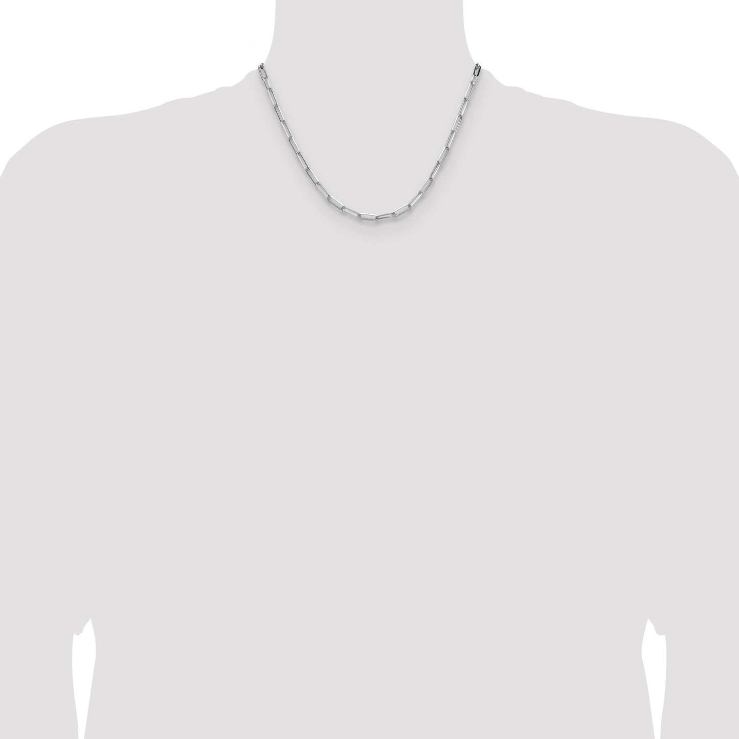 Sterling Silver Rhodium-plated 3.5mm D/C Paperclip Chain