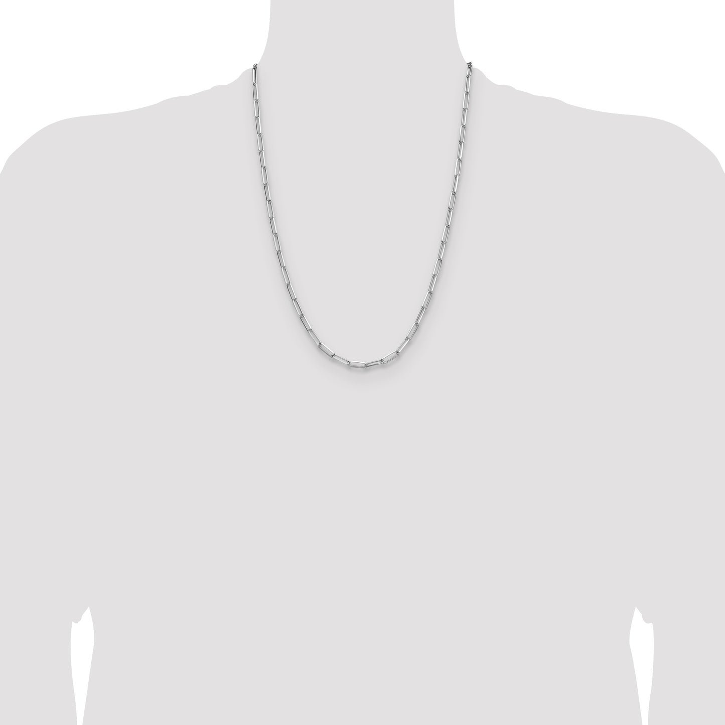 Sterling Silver Rhodium-plated 3.5mm D/C Paperclip Chain